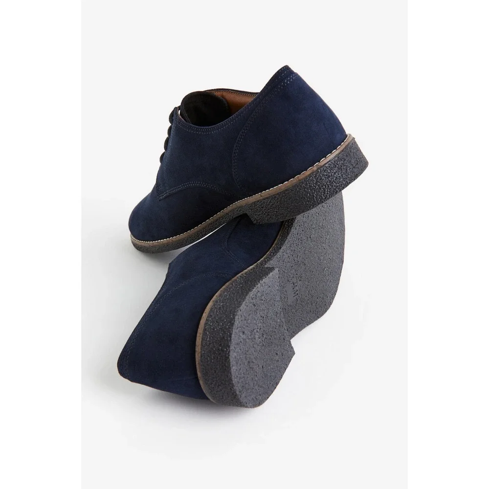 H&M Mens Navy Blue Faux Suede Derby Lace Up Dress Shoes Size 44‎ US 10.5 11